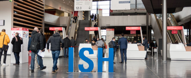 Eingangsportal der ISH Weltleitmesse in Frankfurt am Main.